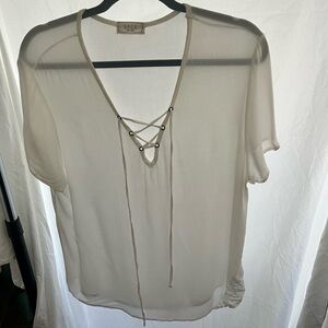 Sheer white t shirt tie front